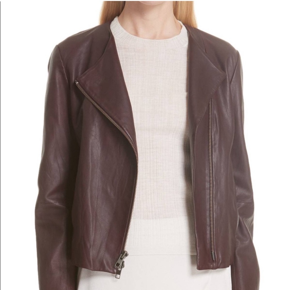 Vince plum leather jacket size XS